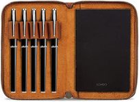 Londo Genuine Leather Padfolio with Pencil Holder Notepad and Zipper Closure - Camel