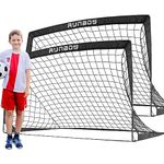 RUNBOW 5x3 ft Portable Kids Soccer Goal for Backyard Small Children Practice Soccer Net with Carry Bag Green Set of 2 (5x3 FT, Black, 2 Pack)