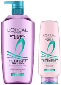 L’Oréal Paris Hyaluron Pure 72H Purifying Shampoo, For oily scalp & dry hair with salicylic and hyaluronic acid 800mL + Conditioner 175 mL, Regime Pack of 2