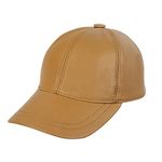 Zessano Genuine Leather Unisex Baseball Cap - 100% Sheep Leather Mens and Womens Baseball Cap with Adjustable Back Strap (Tan)