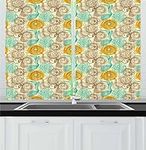 Ambesonne Floral Kitchen Curtains, 
