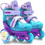 4-Pejiijar Toddler Roller Skates Shoes for Kids, Girls Roller Skates for Toddlers Children Age 3-9 Outdoor Indoor Adjustable 4 Sizes with Light Up Flash LED Wheels