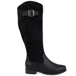 Brinley Co. Comfort Womens Two-Tone Riding Boot Black Size: 4 UK