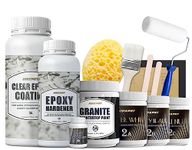 Granite Countertop Paint Kit(Black) - Counter Top Refinishing Kit for Kitchen Bathroom. All-in-one kitchen and bathroom countertop restoration and refurbishment, covering 35 square meters.