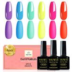 Yueshop Neon Gel Nail Polish,6 Colors Summer Rainbow Fluo Purple Blue Green Pink Red Yellow Gel Polish Set Soak Off UV LED Nail Varnish Sets Manicure For Women Nail Salon,8ML