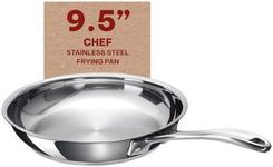 Alva Chef Stainless Steel Frying Pan Skillet Non Toxic Cookware Stainless Steel Skillet 9.5" PFAS, PFOA & PFTE Free, for Cooking Pan Set, Induction Safe, Add to Your Pots and Pans Set Cookware