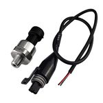 Pressure Transducer Sender Sensor with Connector, 1/8"NPT Thread Stainless Steel Fuel Pressure Sensor for Oil Fuel Air Water (100PSI)