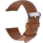 Quick Release Leather Watch Band 20mm, Fullmosa Axus Genuine Leather Replacement Watch Strap for Samsung Galaxy Watch 6/5/4 Band 40mm 44mm/Watch 6 Classic 43mm 47mm/Watch 5 Pro, Brown