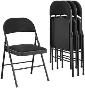 COSCO Premium Fabric Padded Metal Folding Chair, Black, 4-Pack
