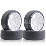 WLYEJEA 4PCS 1/10 RC Drift Wheel 65mm Rubber Tires 12mm Hex Wheels and Tires w/Dense Foam Replacement for Traxxas HSP Tamiya HPI Kyosho 1/10 RC Drift Car