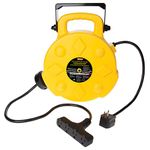 Bayco SL-8904 Professional 15 Amp Retractable Cord Reel, 50-Foot, 4 Outlets, Yellow