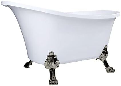 Kingston Brass VTND512824WAC8 Aqua Eden 51-Inch Acrylic Clawfoot-Tub, No-Faucet Drillings, White/Brushed Nickel