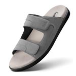 Frido Comfort Dual Strap Sandals for Men with Bounce Back Cushioned Footbed, Zero Drop Sole for Arch Support Pain Relief, Lightweight Anti-Skid, Adjustable Velcro Casual Sandals, Cloudy Grey (6 UK)