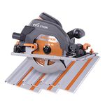 Evolution Power Tools R185CCSX Circular Saw With 1020 mm 3-Piece Track | Multi-Material Blade, Cuts Wood, Metal, Plastic & More | Incl Dust Port Adapter | 185mm (230v)