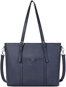 BOSTANTEN Women Leather Laptop Tote Office Shoulder Handbag Vintage Briefcase 15.6 inch Computer Work Purse Blue