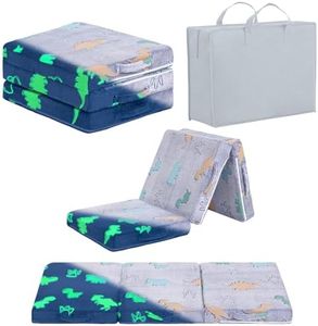 Givjoy Foldable Floor Mattress for Kids, Glow in The Dark Toddler Washable Tri Folding Floor Nap Mat for Sleeping Daycare, Child Trifold Futon Sofa Bed with Storage Bag for Girls and Boys