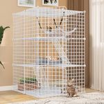 YITAHOME Cat Cage Indoor Cat Enclosures 3-Tiers DIY Cat Playpen, Cat Kennel with Extra Large Hammock for 1-2 Cats, Ferret, Chinchilla, Rabbit, Small Animals, 72 x 72 x 104cm, White