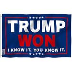 Anley Fly Breeze 3x5 Foot Trump Won I Know It You Know It Flag - Canvas Header and Double Stitched - Supporting Trump Flags Polyester with Brass Grommets 3 X 5 Ft