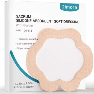 Dimora Sacrum Silicone Absorbent Wound Dressing with Border -7" x 7" Sacral Dressing for Bed Sores, Pressure Sore Large Bandage with Gentle Adhesive for Moderate to Heavy Exudate (10 Count)