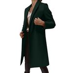 Buetory Womens Elegant Notched Collar Double Breasted Wool Blend Over Coat Classic Windproof Autumn Winter Trenchcoat Blazers(Green,Large)