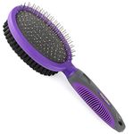 Double Sided Combo Pins and Bristle Brush by Hertzko - For Dogs and Cats with Long or Short Hair - Dense Bristles Remove Loose Hair from Top Coat and Pin Comb Removes Tangles, and Dead Undercoat (Double Sided)