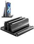 VAYDEER Vertical Laptop Stand for Desk, Dual Slots Plastic Laptop Holder with Space Saving 4-in-1 Design, Adjustable Laptop Stand Supports MacBook, Chromebook, Surface, Dell