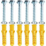 M10x50mm Heavy Duty Masonry Brick Wall Fixing plug + Coach Bolt Screw Zinc Plated and Washer,Strong Nylon Wall Plug Steel Bolt KIt for Tv Bracket Aerial Mast Sky Dishes Shelves Mounting (6)