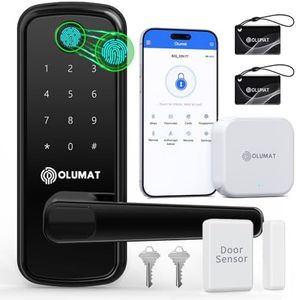 Smart Door Lock with Handle: Olumat Keyless Entry Door Lock with WiFi Gateway-Fingerprint Door Lock with Door Sensor -Smart Locks for Front Door with Keypad