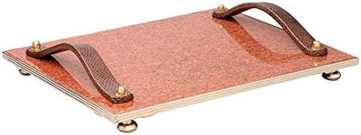 GAC Granite Marble Cheese Board on 4 Non-Slip Legs, Beautiful Cheese Tray for Cheese Sets and Cheese Slicer, Designed with Genuine Leather Strong Grip Handles