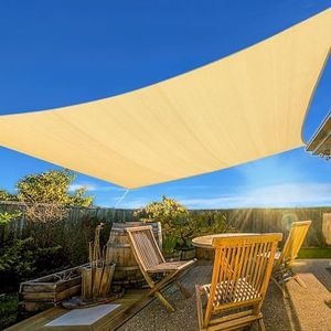 Artpuch Sun Shade Sail, 12'x16' Beige Rectangle, Curved Edged Commercial Grade 185GSM Permeable Outdoor Shade Cloth for Deck, Backyard, Patio (Custom Sizes Made)