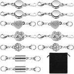 12 Pcs Necklace Magnetic Clasps and Closures Magnetic Lobster Clasps Silver Magnetic Jewelry Clasps Locking Necklace Extender Round Rhinestone Ball Magnetic Clasps for Bracelets Making Multiple Styles