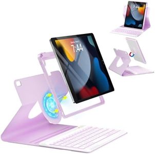 OYEEICE Keyboard Case for iPad 9th Generation - Detachable Wireless Backlit Keyboard, Magnetic Cover with Pencil Holder for iPad 9th/8th/7th Gen 10.2 inch, iPad Pro 10.5" & iPad Air 3rd - Purple