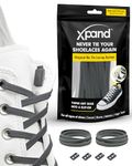 Xpand® No Tie Shoelaces - Flat Elastic Laces with Adjustable Tension - Slip-on Any Shoes (Gray)