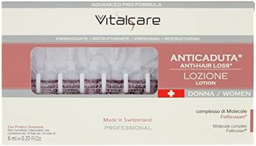 Vitalcare | Swiss - Trattamento Anticaduta Donna, Energizzante, Ristrutturante, con Complesso di Molecole Follicusan, 10 Fiale Anticaduta Capelli Donna da 6 ml, con Pratico Dosatore