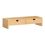 SoBuy FRG198-N,Bamboo Computer Screen Monitor Stand,Monitor Riser,Desk Organizer with 2 Drawers