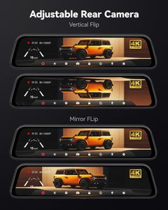 WOLFBOX G840S 12" 4K Dash Cam – Touchscreen Rearview Mirror Camera