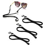 Zingso Sports PU Leather Glasses Strap, 3 Pcs Multi-Color Classic PU leather Adjustable Eyewear Sunglasses Head Band Eyeglass Chain Lanyard Glasses Strap for Decoration and Sports (Black+Black+Black)