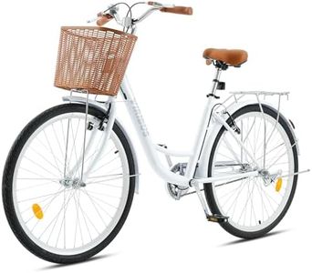 Viribus Beach Cruiser Bike for Women, Womens Bike 24 inch, Cruiser Bike with Basket 1 Speed, Bike for Short Women, Female Step Through Bike, Commuter Bike, Adult Bicycles for Women Ladies Milk White