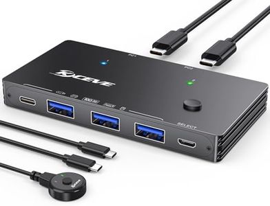 10Gbps USB Switch 2 Computers Share 4 USB 3.2 Gen 2 Ports, Camgeet USB Switcher Selector for PC Laptop Keyboard Mouse Webcam Portable SSD, USB 3.2 Switch with 2 USB C Data Cables and Wired Remote