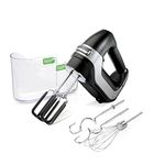 Hamilton Beach Professional 7-Speed Electric Hand Mixer, 150W DC Motor, SoftScrape™ Beaters, Dough Hooks, Whisk, Snap-On Storage Case, Black (62655)