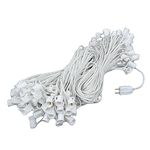 Novelty Lights 200 Foot C7 Outdoor String Light Christmas Stringer - Patio String Lights - Candelabra Base (C7/E12) - 24" Spacing - White Wire