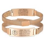 Personalised Medical Alert Bracelet for Women - Customised Adjustable Medical ID Emergency SOS Bracelet for Women's, Free Engraved Stainless Medic Alert Bracelets for Diabetics Blood Thinner Epilepsy