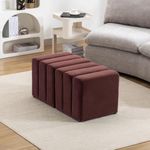 JUMBO CRAFTS Square-Like Velvet Ottoman Foot Rest Stool, Lined with Velvet Fabric, Padded seat, and pouffe Ottoman for Living Room Brown