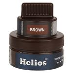 Helios Leather Shoe Cream with Applicator | Perfect & Long Lasting Shine | Quick Absorbing formula | High-Quality Shoe Polish | 48 gm | Brown