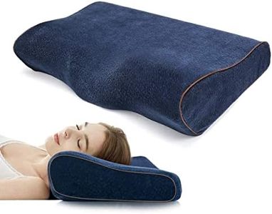 Memory Foam Pillow,Orthopedic Pillow for Neck Pain Cervical Contour Memory Foam Pillow,Orthopedic Neck Pillow with Washable Cover, Bed Pillows for Side, Back, Stomach Sleepers (Blue)