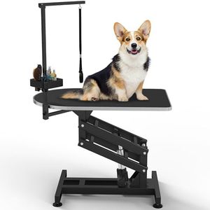 YITAHOME 39" Electric Dog Grooming Table, Heavy Duty Pet Grooming Table for Dogs at Home, Adjustable Overhead Arm & Tool Organizer Small to Medium Dog Grooming Station, Black