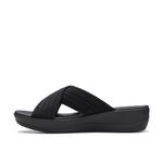 Clarks Cloudsteppers Women's Arla Wave Slide Sandal, Black Textile, 8 Medium US