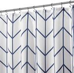 mDesign Modern Shower Curtain with Herringbone Pattern - Geometric Fabric Shower Curtain - Striped Design Minimalist Shower Curtain - Herringbone Shower Curtains for Bathroom - 72" x 84" - Navy Blue