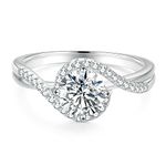 KRKC Moissanite Engagement Promise Rings for Women 1.0CT Halo Diamond Wedding Rings for Her Bridal Sterling Silver Solitaire Eternity Statement Rings White Gold VVS1 Clarity Grade D Color Size 5 (1.0CT Angel Eyes, Size 5)