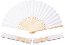 Sepwedd 50pcs White Paper Hand Fan White Bamboo Folding Fan Handheld Fans Paper Folded Fan for Wedding Party and Home Decoration